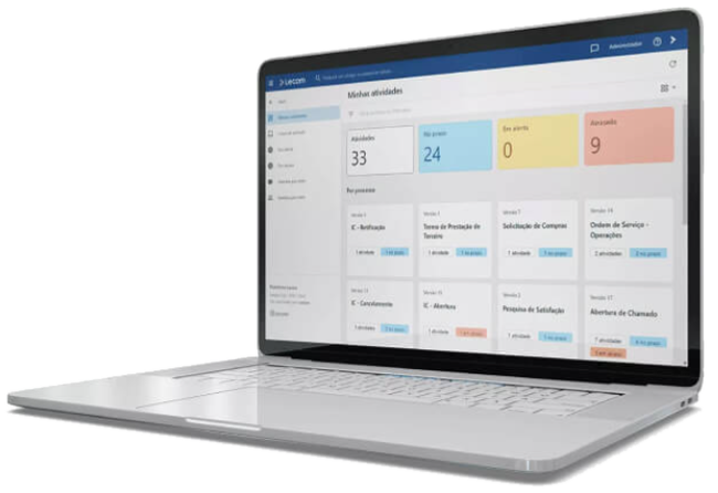 Dashboard da plataforma BPM em um notebook